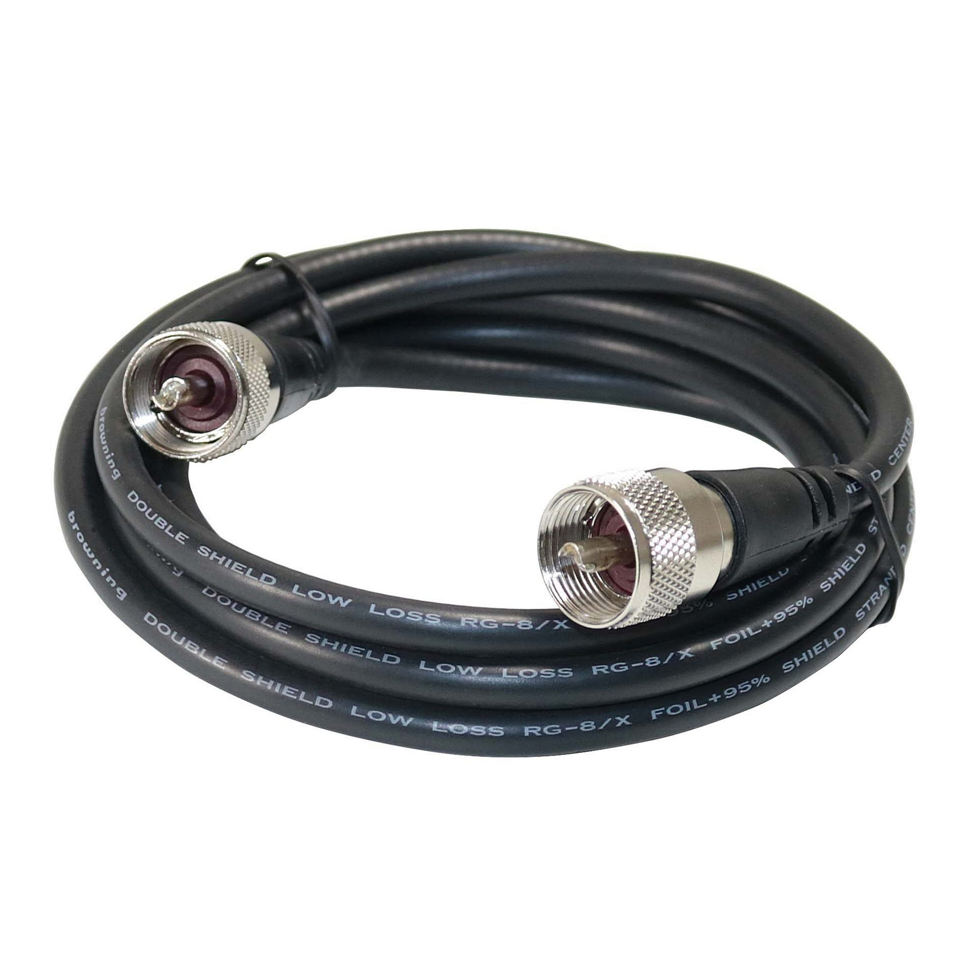 Browning RG8X Double Shield Coax Cable — 6ft., PL-259 to PL-259 Connectors, Low-Loss, Black, Model# BR-8X-6